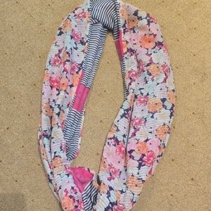 Floral and Striped Infinity Scarf